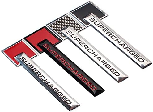 2 Adet Supercharged Amblem Araba Logosu Prim Oto Rozeti Arka Gövde Sticker Yan Çamurluk Çıkartması (Gümüş kırmızı)