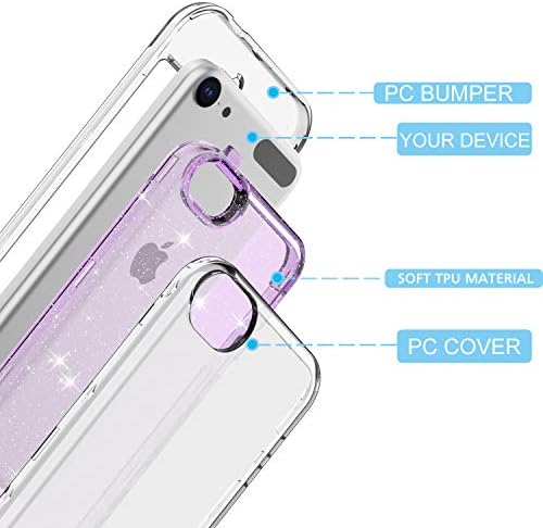 SLMY Compatial ile iPod Touch 7th Nesil kılıf Glitter Kristal Tasarlanmış Gelişmiş Yükseltilmiş Koruyucu Tam Vücut Sağlam Hibrid