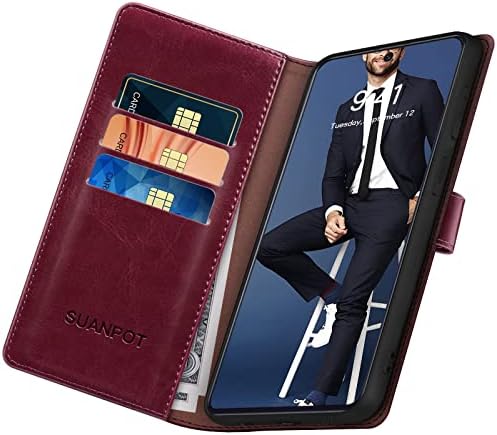 SUANPOT ıçin【RFID Blocking】 Samsung Galaxy A71 5G Cüzdan kılıf Kredi kart tutucu, PU Deri Flip Folio Kitap Telefon kılıfı Kapak